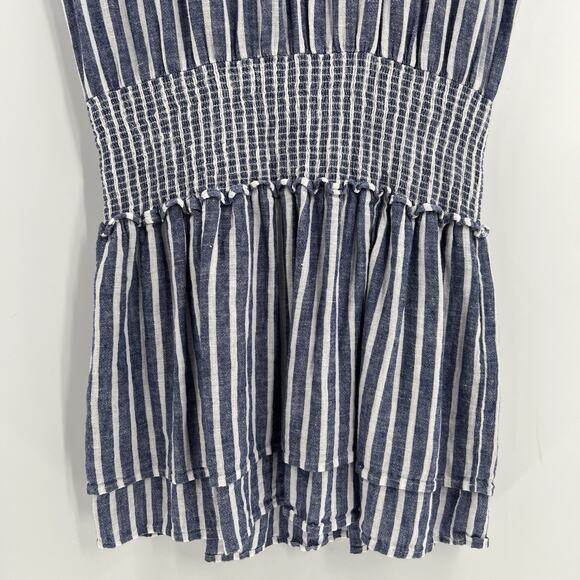 Rails Angelina Dress Boracay Striped Blue White‎ Mini Smocked Linen Size Small - Picture 4 of 12